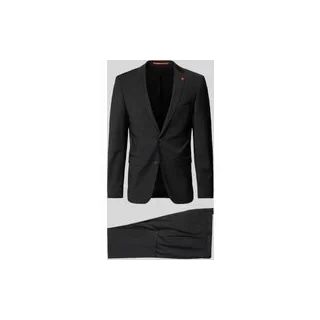 Extra Slim Anzug in unifarbenem Design, Black, 52