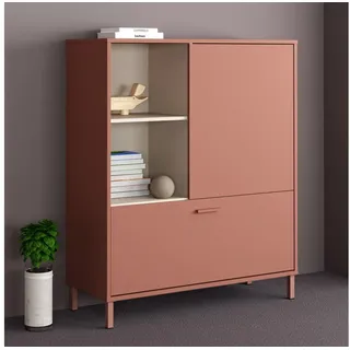 FORTE Hochkommode Milles Jugendzimmer, Trendiges Dekor, Vollauszug, B/H/T 105,9/124,8/41,5 beige|rot