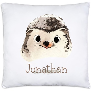 timalo® Cooles Kissen mit Namen | personalisiertes Dekokissen mit Wunschname Kopfkissen Deko für Kinder individuelles Geschenk Namenskissen Igel | kissen-t-11