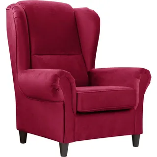 Mid.you Ohrensessel, Bordeaux, Holz, 94x112x92 cm, Made in EU, Wohnzimmer, Sessel, Ohrensessel