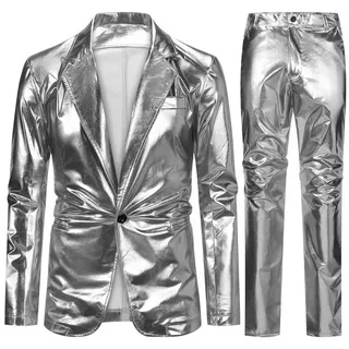 Allthemen Anzug (2 tlg) Regular Fit Kostüm Anzug für Party silberfarben 50