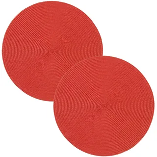 Tischset 2er Set Rot rund 35 cm Ø Platzset abwaschbar Platzdeckchen Untersetzer