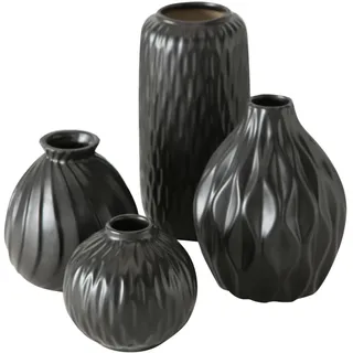 Boltze Vase Zalina 4-teilig schwarz, Blumenvase, Keramik Vase für Blumen