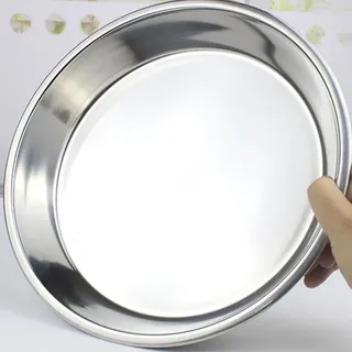 TOPBATHY Edelstahl Schale Flacher Runder Teller Edelstahl Obstteller Metall 304 Wiederverwendbarer Snackteller Camping-Reiseteller Kuchenteller Süßigkeitenteller Flache Teller