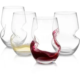 Weingläser Ohne Stiel 4er Set - 400ml Weißweingläser Rotweingläser - Weinglas Kristallglas für Rotwein, Weißwein, Wasser, Saft, Cocktails