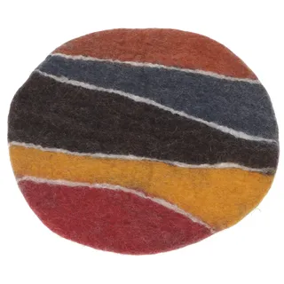 GURU SHOP Filz Stuhlauflage, Boho Sitzkissen, Handgefertigts Rundes Filzkissen - Rost/bunt, 1x35x35 cm