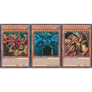 Yu Gi Oh Ägyptisches Götterkarten-Set - Egyptian Gods - Slifer der Himmelsdrache (LDK2-DES01), Obelisk der Peiniger (LDK2-DES02), Der geflügelte Drache von Ra (LDK2-DES03) - Deutsch - German