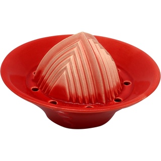 ANCKERAMIC® Zitronenpresse Keramik, handgemachte Saftpresse manuell, Entsafter für Zitronen, Limetten & Orangen (Rot)