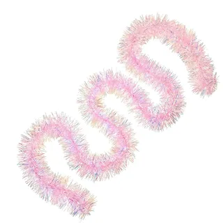 Penlimly Lametta Girlande,2 Meters Pinke Lametta Girlande Für Weihnachtsbaum - Hintergrund Deko Für Feier Wanddeko Für Hochzeit Halloween Thanksgiving Feiertage