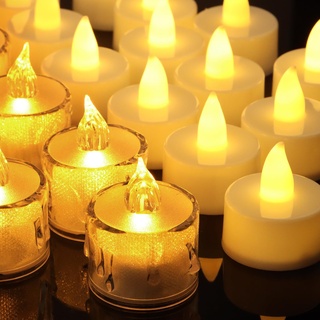 LWMTT LED Kerzen,24 Stück Batteriebetriebene Flammenlose Teelichter Kerzen, Realistische Flamme Helle Blinkend Teelicht,für Weihnachten,Herbst und Winter,Hochzeit(Zufällige Lieferung von Stilen)