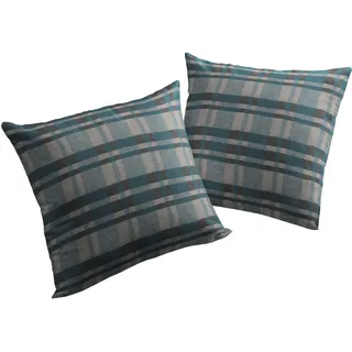 Dekokissen WIRTH "Laufenberg" Gr. 1, blau (petrol, kariert), B:40cm L:40cm, Baumwolle, Polyester, Dekokissen_Sitzkissen_Kissenhüllen, Kissenhülle ohne Füllung, 2 Stück