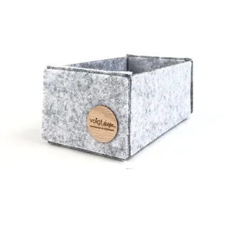 voigtdesign Box FILZ Aufbewahrung Ordnung Schubladenbox Regalbox Schrankbox Korb 6 Größen (hellgrau meliert, G1H - 14,5x7,5x6cm)