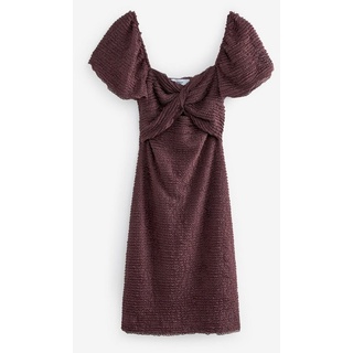 Next Minikleid Strukturiertes Minikleid mit Puffärmeln (1-tlg) braun 42 (GB: 14)