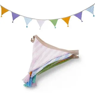 Wimpelkette Kinderzimmer Pastell-Regenbogen 2,6m mit Quasten