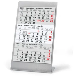 Truento 3-Monats-Tischkalender Edelstahl gebürstet 2026/2027