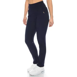 Kendindza Collection Thermohose Damen Winter gefüttert warm Innenfleece Winterhose elegant & stretch Schlupfhose Gummibund blau M