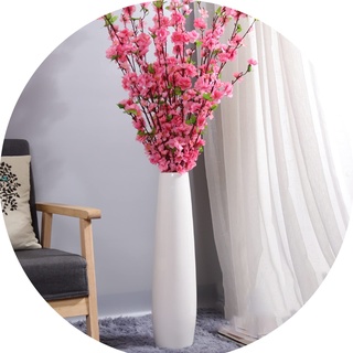 Weiße Bodenvase,Moderner keramischer Blumentopf,Runder gerillter Blumentopf, große Vase, hoher Blumenhalter für Heimdekoration Getrocknete Blumenarrangement
