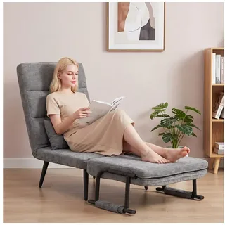 Homcom Schlafsessel 3 in 1 Chenille 67 x 96 x 73 cm Grau mit Kissen