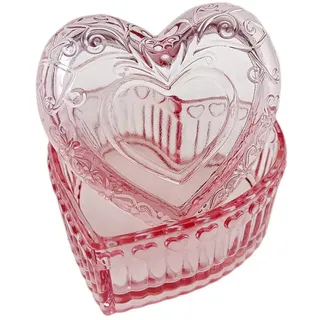 Aebor Glas-Schmuckschatulle in Herzform, Süßigkeiten-Box mit Deckel, für Damen, kleine Schmuckkästchen, Aufbewahrungsbox, Glas-Schatztruhe, Schmuck, Andenken, Geschenk-Box für Frauen und Mädchen