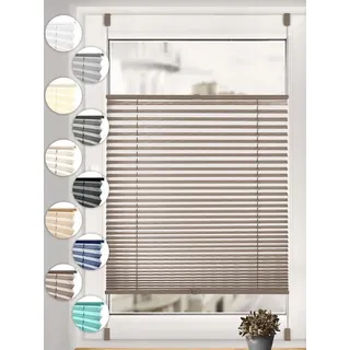 Sonello Plissee ohne Bohren Rollo Klemmfix für Fenster & Tür Lichtschutz, blickdicht, ohne Bohren, verspannt, Klemmfix, 40cm x 160cm Braun Faltrollo, Easyfix, Sonnenschutzrollo, Jalousie braun 40 cm x 160 cm