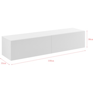 Hängeboard Evaton 140x33x30 cm mit 2 Ablageflächen Weiß Hochglanz