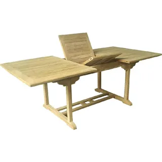 Lex Teak Tisch Gartentisch 120-180 x 75 cm Naturbelassen