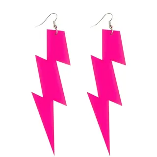 Boland 64469 - Ohrringe Flash, 1 Paar, Größe 16 x 9 x 2 cm, pink, Ohrhänger, Modeschmuck, Kostüm, Karneval, Mottoparty