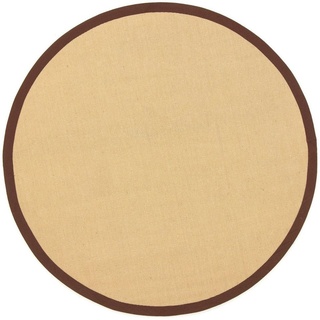 Sisalteppich Sisal, carpetfine, rund, Höhe: 5 mm, mit farbiger Bordüre, Anti-Rutsch Rückseite braun Ø 120 cm x 5 mm