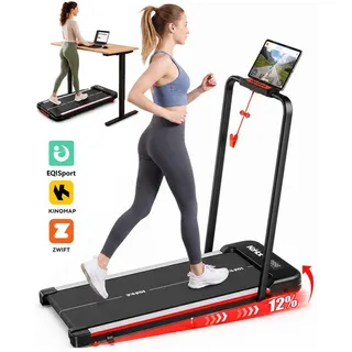 kehot Laufband Laufband für Zuhause mit Steigung und gelenkschonendem Laufkomfort (Walking und Laufen von 1–12 km/h für Homeoffice und Alltag, Ideal für Kalorienverbrauch, tägliche Bewegung und Cardio), Klappbar, platzsparend und App-kompatibel für flexibles Training orange|schwarz