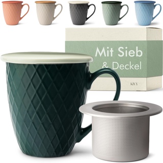 KIVY Große Teetasse mit Deckel und Sieb - 650ml - XXL Tasse Groß - Teetasse mit Sieb - Teetasse Groß - Jumbotasse - Tasse mit Deckel - Teebecher - Teetassen - Große Tasse XXL - Tee Tassen Gross