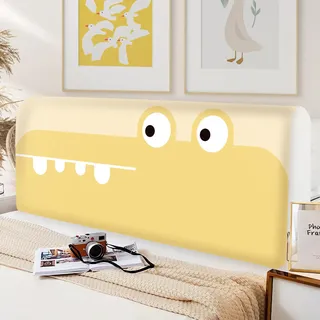 Kopfteil Bett Gelber Dinosaurier Kopfteil Bezug Bettkopfteil Polyester Bett Kopfteil Bezug Headboard for Bed Staubdicht Bettkopfteil Bezug für Bettkopfteil 140cm,Kopfteil Bett 160 (Für 140-160cm)
