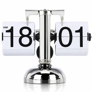 Flip Uhr Retro Digital Klappuhr Tischuhr Edelstahl Mechanisch Batterie | Retro Flip Clock mit großer Zahlenanzeige, Edelstahlgehäuse, automatischer Klappfunktion und Batteriebetrieb