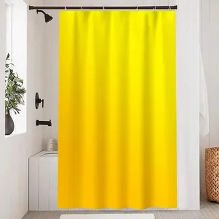 Uiiooazy Duschvorhang Gelb, Duschvorhang Gradient Yellow Herbst Hellgelb Moderne Duschvorhänge Anti Schimmel Wasserdicht Polyester Stoff Waschbar Bad Vorhang mit Haken für Badezimmer 120x180cm