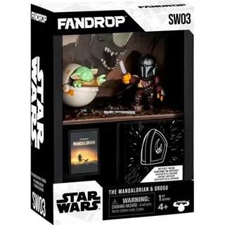 Figurine, FANDROP x STAR WARS Mandalorian & Grogu, Vitrine mit Kultszene + Mini Poster, 18 cm