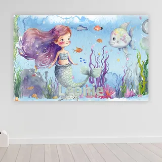 timalo® XXL Poster Mädchenzimmer Meerjungfrau personalisiert mit Namen | Bild für die Wand | Wandbild für Kinder Mädchen Kinderzimmer Wunschname | child014-B120xH61cm