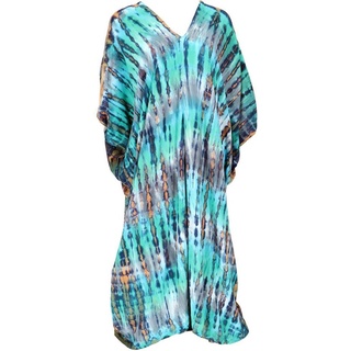 Guru-Shop Midikleid Batikkleid, Batik Kaftan, oversize Strandkleid.. alternative Bekleidung blau