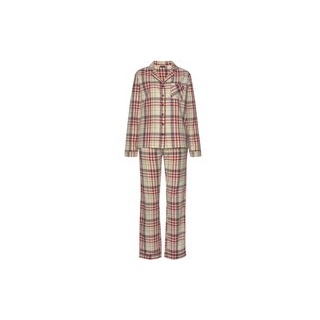 H.I.S Damen Pyjama bordeaux-kariert-creme Gr.32