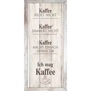Gerahmtes Bild ENESTA, Braun - 23 x 49 cm - in Holzoptik mit Schriftzug und Kaffeemotiv