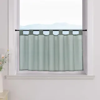 ESLIR Scheibengardine mit Schlaufen Gardinen Küche Bistrogardinen Transparent Stores Vorhänge Kurzgardine Voile Grau BxH 45x90cm 1 Stück