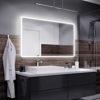 Alasta Osaka Badezimmer Spiegel mit Beleuchtung LED Badspiegel Wandspiegel Badezimmerspiegel mit Beleuchtung Spiegel mit Licht Rechteckspiegel WarmWeiß 120x80 cm