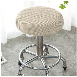 Rosnek Stuhlhusse Barhockerbezug Stuhlbezug Stretch, Stuhlüberzug Rollhocker Barhocker, mit Strukturoptik beige