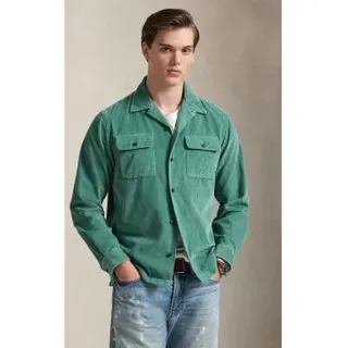 Polo Ralph Lauren für Herren. 710981753008 Classic Fit grünes Cordhemd (XL), Lässig, Baumwolle, Kurzarm, Langarm