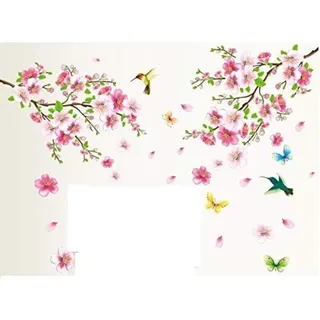 Langray – Xxl-wandtattoo Mit Pfirsichblüten Und Vögeln – Selbstklebende Pvc-folie – Größe 60 X 90 Cm – Dekoration Für Wohn- Und Schlafzimmer