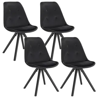 WOLTU Esszimmerstühle 4er Set, Küchenstuhl, Skandinavisch Design, schminktisch Stuhl, Loungesessel, Polsterstuhl, Retro Design Gepolsterter Stuhl, Sitzfläche aus Samt, Schwarz, BH196sz-4
