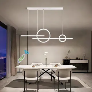 Lanekd Esszimmerlampe Pendelleuchte LED Hängelampe Dimmbar Höhenverstellbar Wohnzimmer Decken Hängeleuchte Modern Ring Design Esstisch Kronleuchter für Kinderzimmer Küchen Büro Hängend Leuchten
