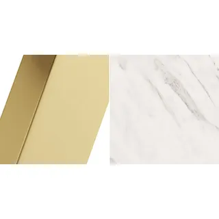 Feldmann-Wohnen Esstisch Edder (mit 2 Erweiterungsstücken und Metallgestell, 1-St., moderne Optik, Tischplatte rund ausziehbar), 100/176cm ausziehbar Bianco Marmor weiß