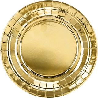 Partydeco, Einweggeschirr, Pappteller Gold 18cm (6Stk) (6 x)