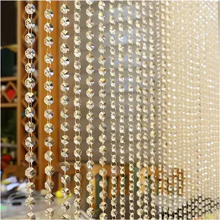 4 stücke Kristall Glasperlen Vorhang Indoor Home Decoration Luxus Schlafzimmer Fenster Tür Hochzeit Dekor Hintergrund Dekoration Zubehör Türvorhang perlen (Color : Clear)