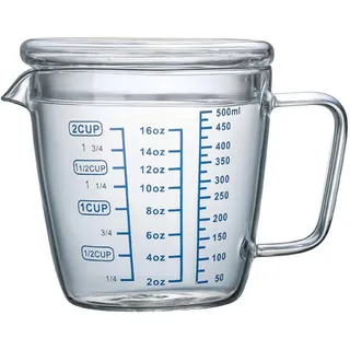 Glas-Messbecher mit Deckel, Mehrzweck-Milchbecher für Zuhause, Glasbecher, Milch