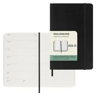 Moleskine Taschenkalender Pocket, Jahr 2024/25, 1 Woche auf 2 Seiten, Softcover, englisch, A6